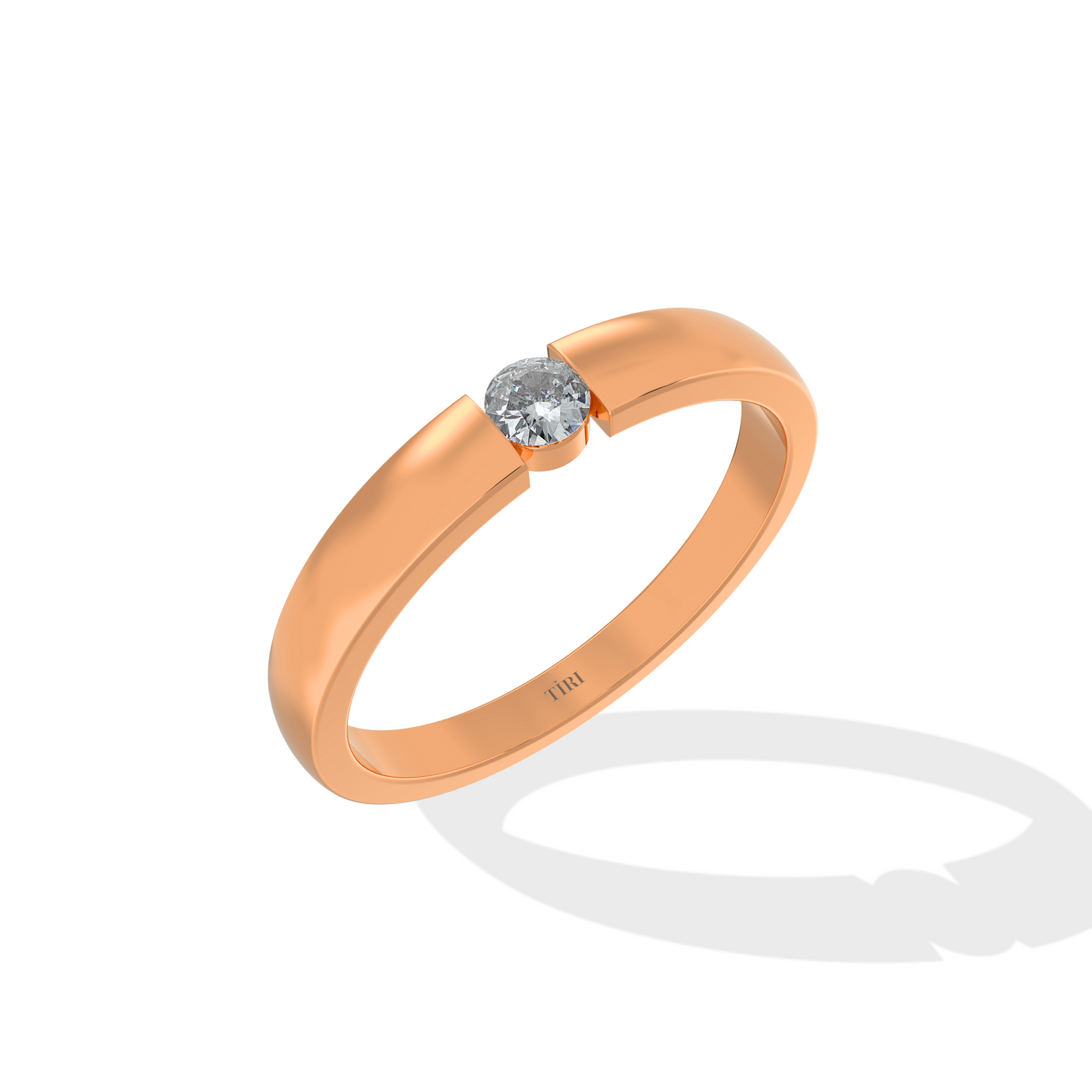 Tiri 0.40 TW diamond ring with a sleek band and sparkling central diamond, showcasing elegant jewelry craftsmanship.