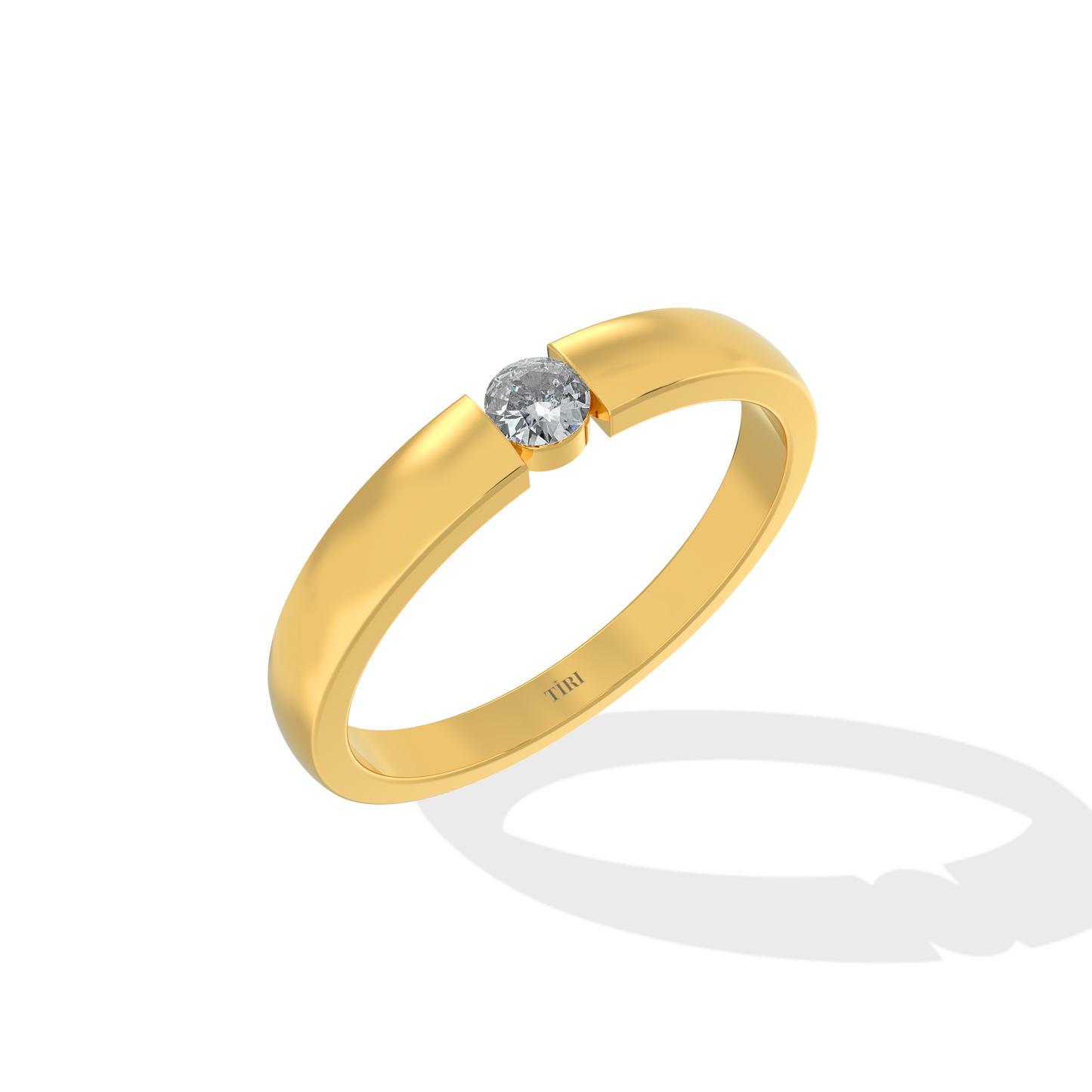 Tiri 0.40 TW diamond ring featuring a sleek design with a central sparkling diamond and a polished band.