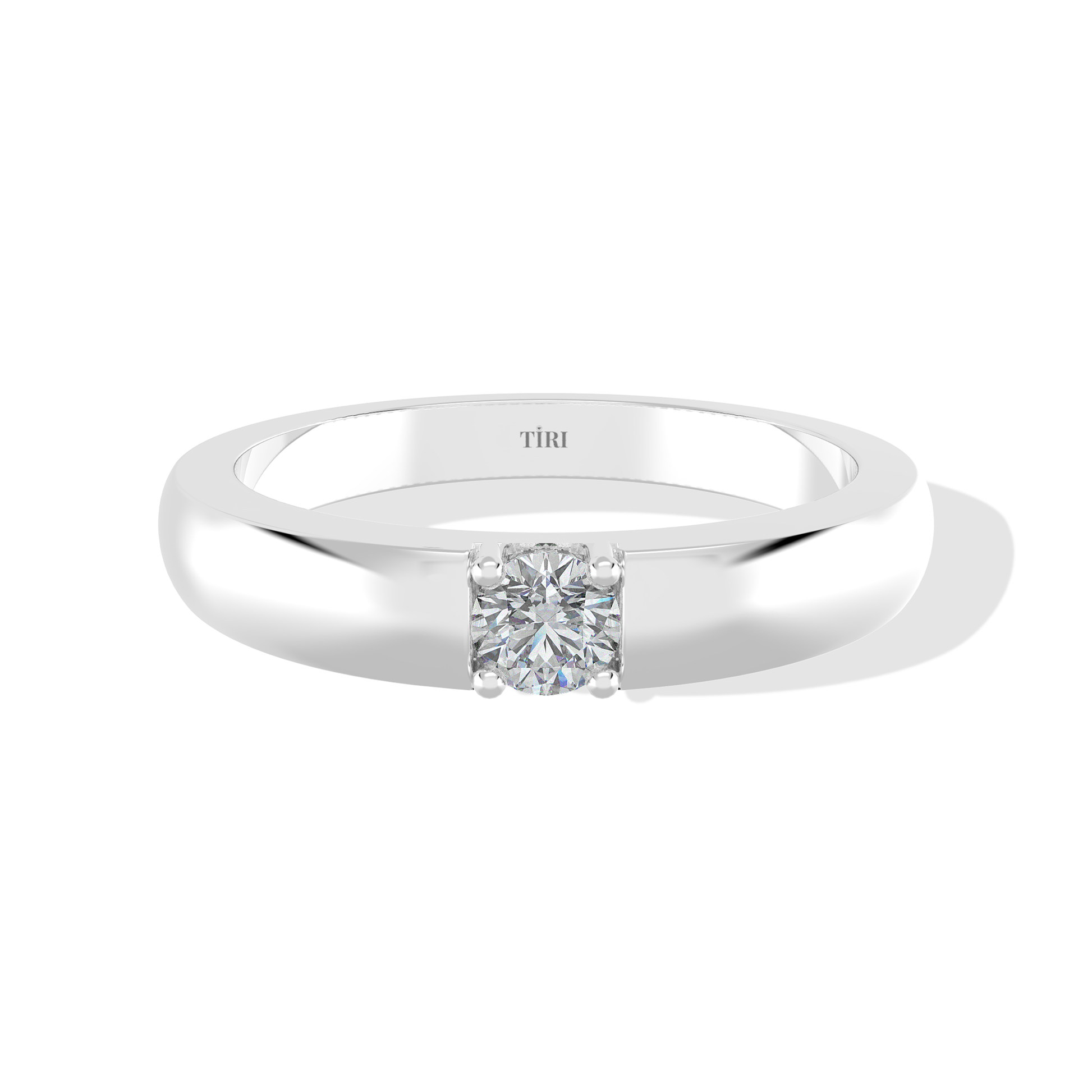 Tiri 0.40 TW diamond ring featuring a sleek band and sparkling center diamond, elegant jewelry for special occasions.