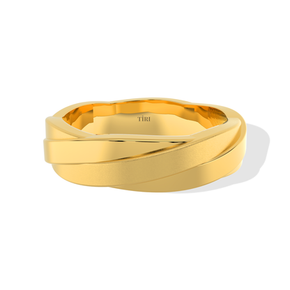 14k gold ring from Tiri with a sleek, polished band and minimalistic design, showcasing elegant craftsmanship.
