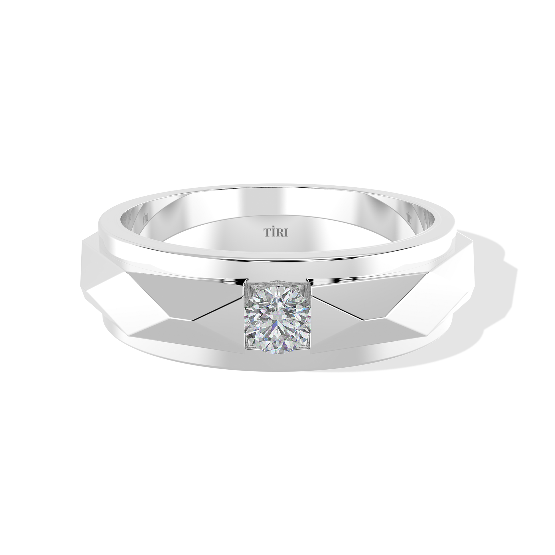 Tiri 0.75 TW diamond ring featuring a sleek band with sparkling diamonds and elegant design, displayed against a neutral background.