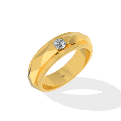 Tiri 0.75 TW diamond ring showing a sleek gold band with sparkling diamonds set around the top half.
