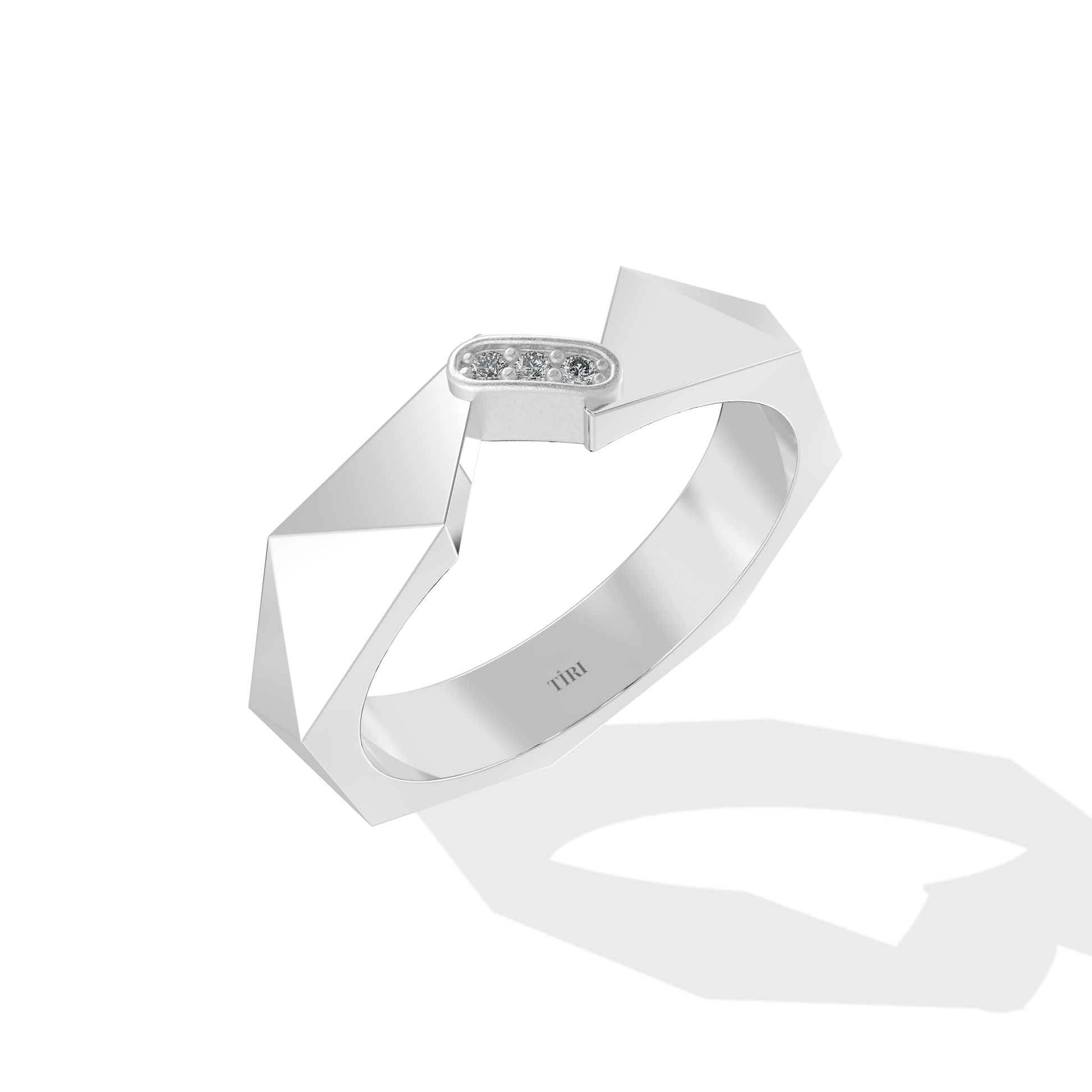 Elegant 0.18 TW diamond ring by Tiri featuring a sleek band and sparkling central diamond for a sophisticated look.