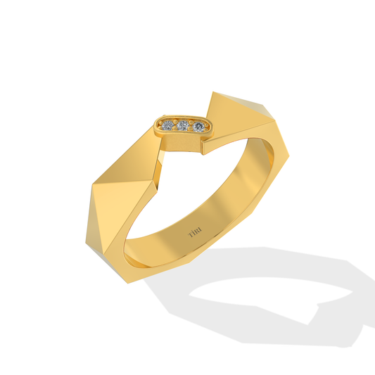 Tiri 0.18 TW diamond ring featuring a sleek gold band with sparkling diamonds for an elegant, luxurious look.