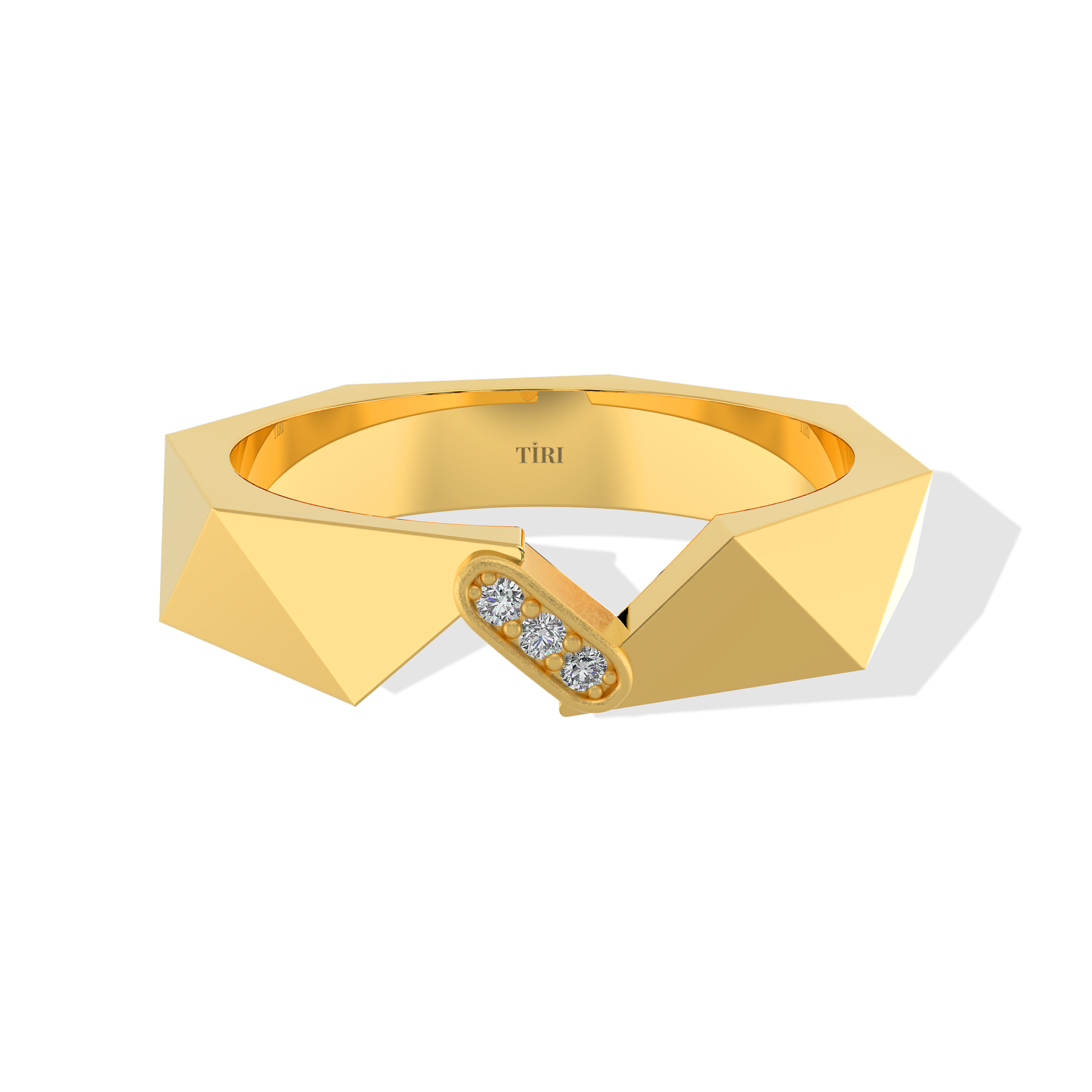 Tiri 0.18 TW diamond ring featuring a sleek gold band and sparkling central diamond, elegant jewelry accessory.