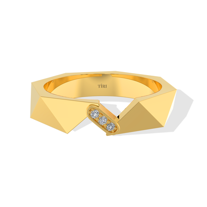 Tiri 0.18 TW diamond ring featuring a sleek gold band and sparkling central diamond, elegant jewelry accessory.
