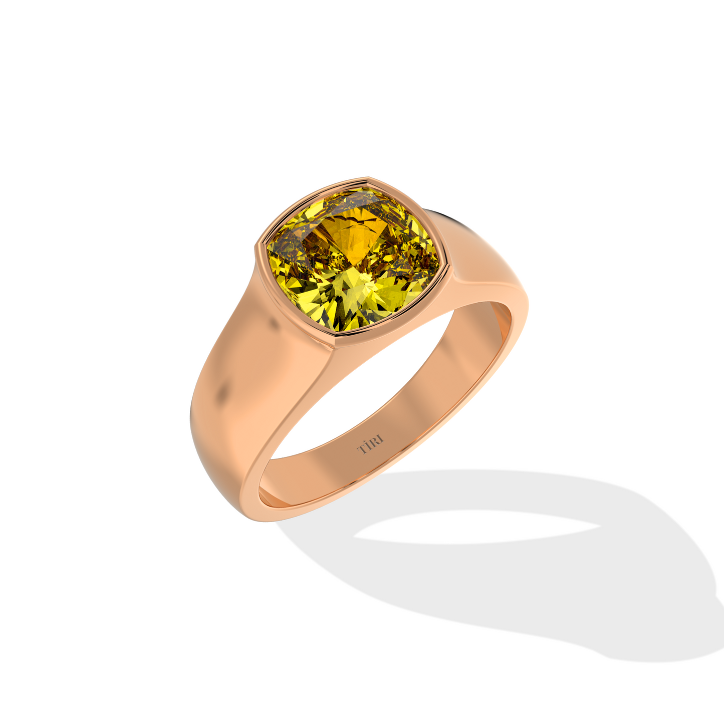 Yellow 5.00 TW gemstone from Tiri, showcasing its vibrant color and sparkling cut in a close-up image.