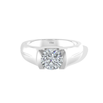 Tiri 1.00 TW diamond ring with a sleek band and sparkling round-cut diamonds on a white background.