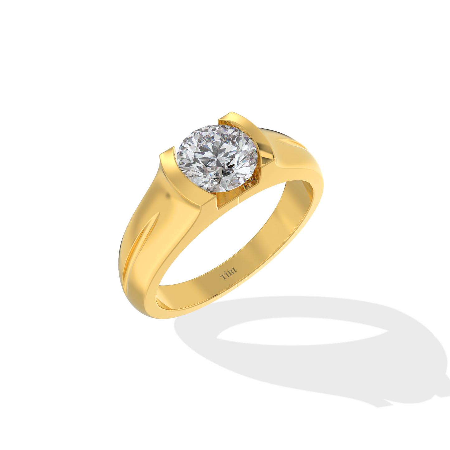 Elegant 1.00 TW diamond ring by Tiri featuring a sparkling round-cut diamond set in a sleek band.