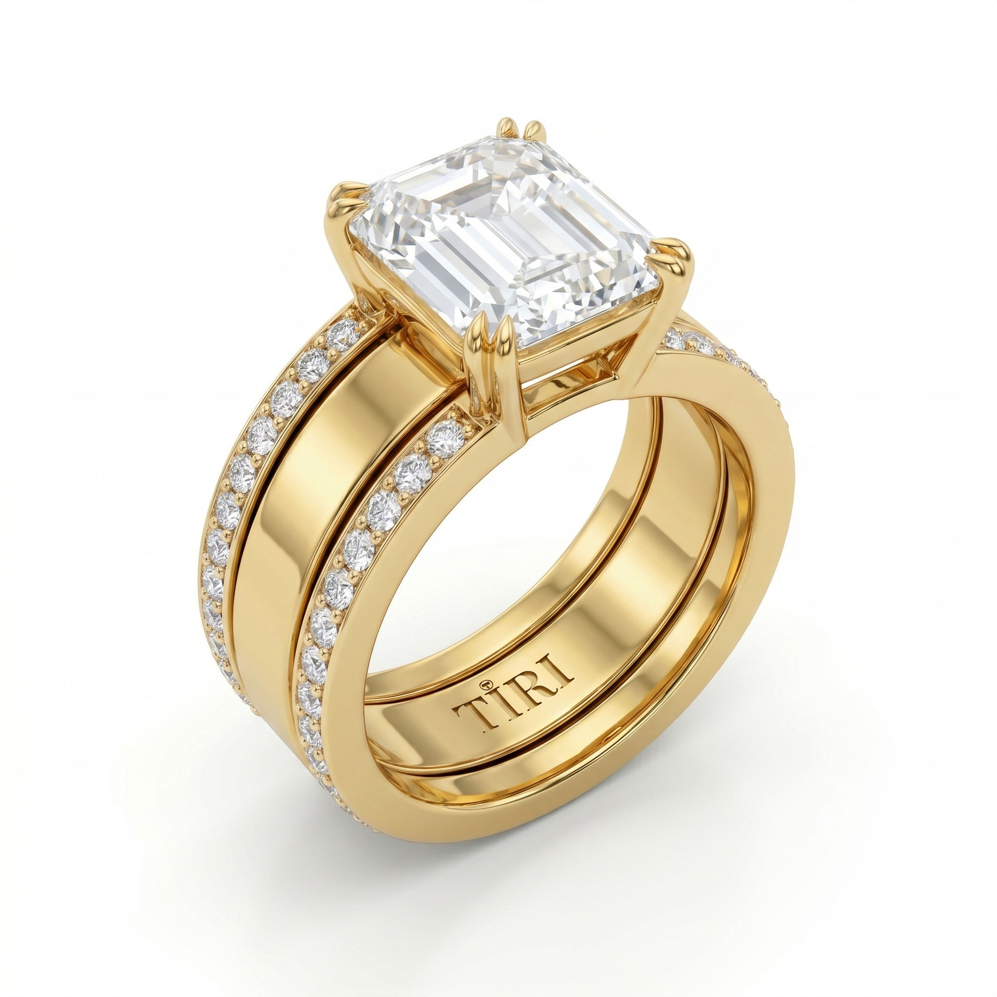 Tiri Fusion Men Diamond Ring featuring a sleek band with a prominent diamond accent on a neutral background.