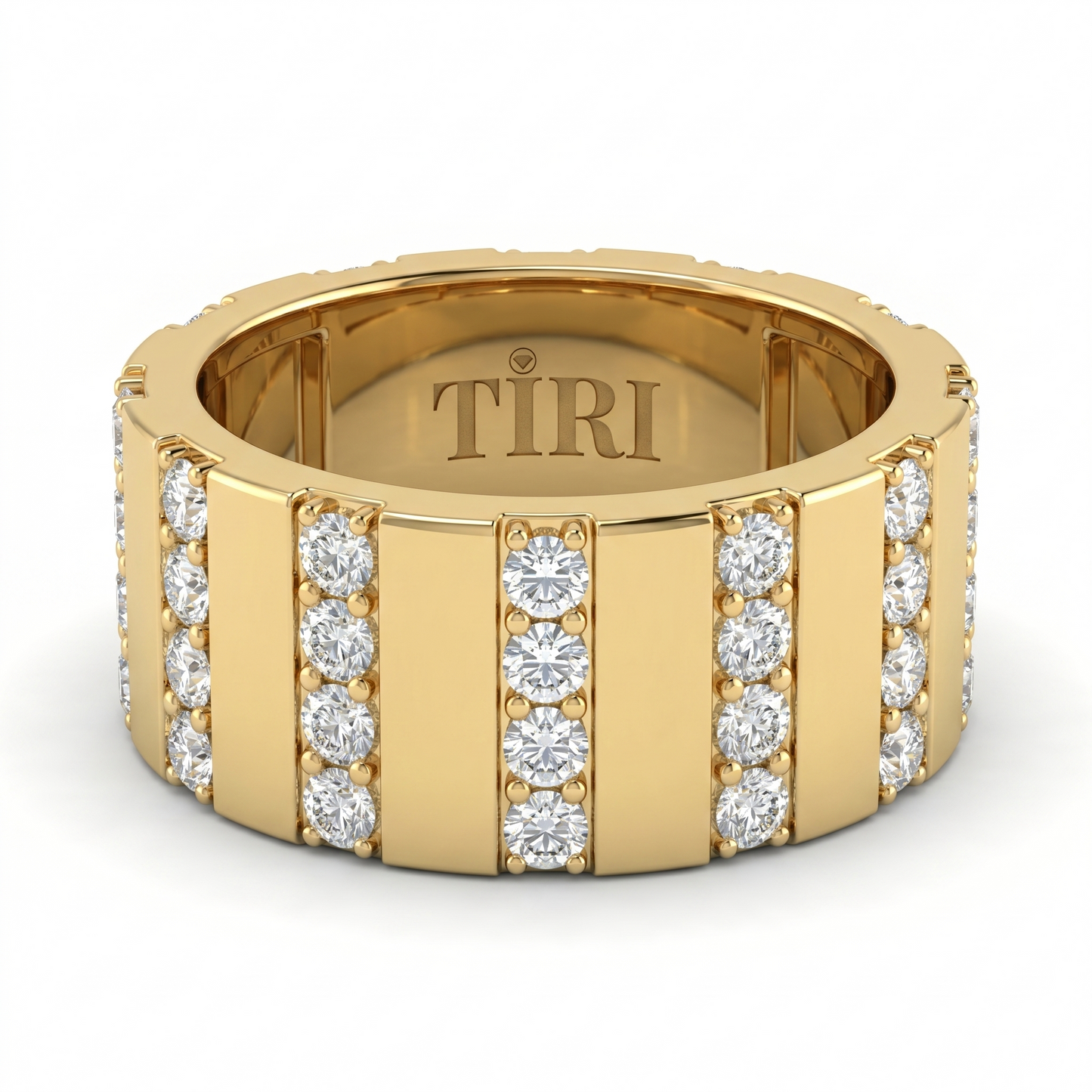 Tiri Atlas Band Diamond Ring featuring a sleek band with sparkling diamonds, elegant and perfect for special occasions.