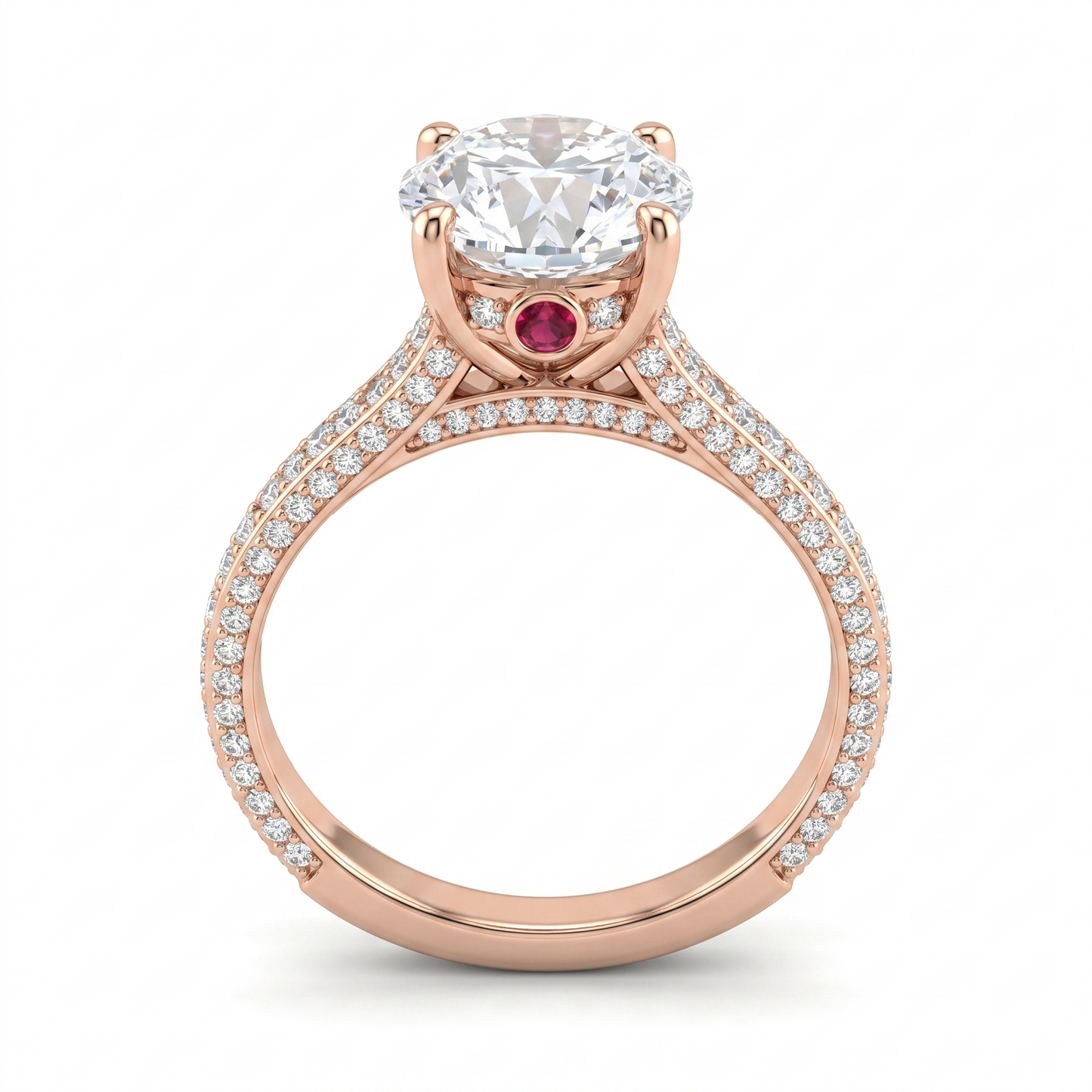 Ruby Base Solitaire Diamond Ring