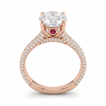 Ruby Base Solitaire Diamond Ring