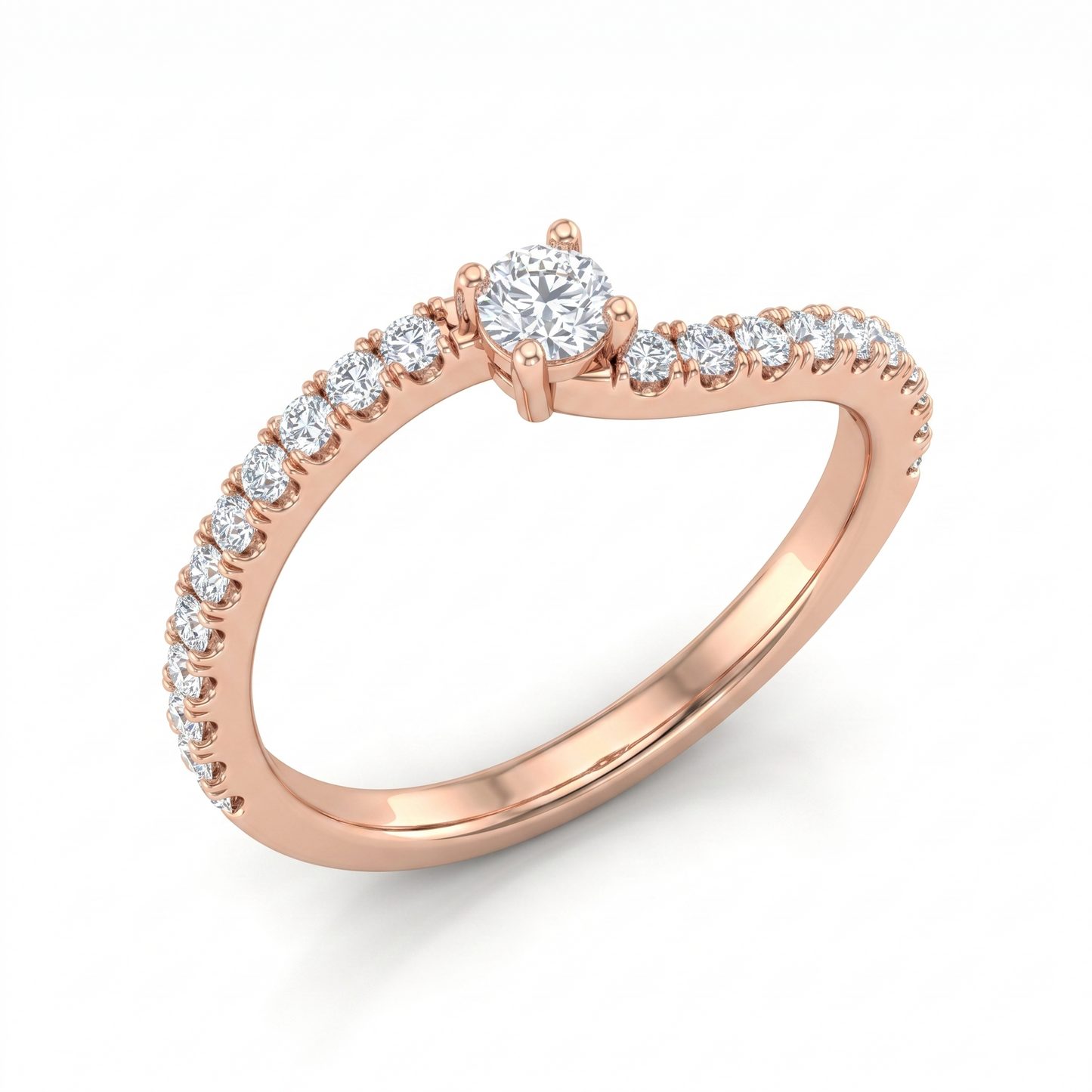 Tiri Infinite Grace diamond ring with intricate band design, featuring sparkling diamonds on a sleek gold setting.