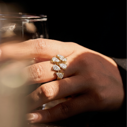 Tiri Lumina pear-cut diamond ring featuring a sparkling pear-shaped diamond set in a sleek band.