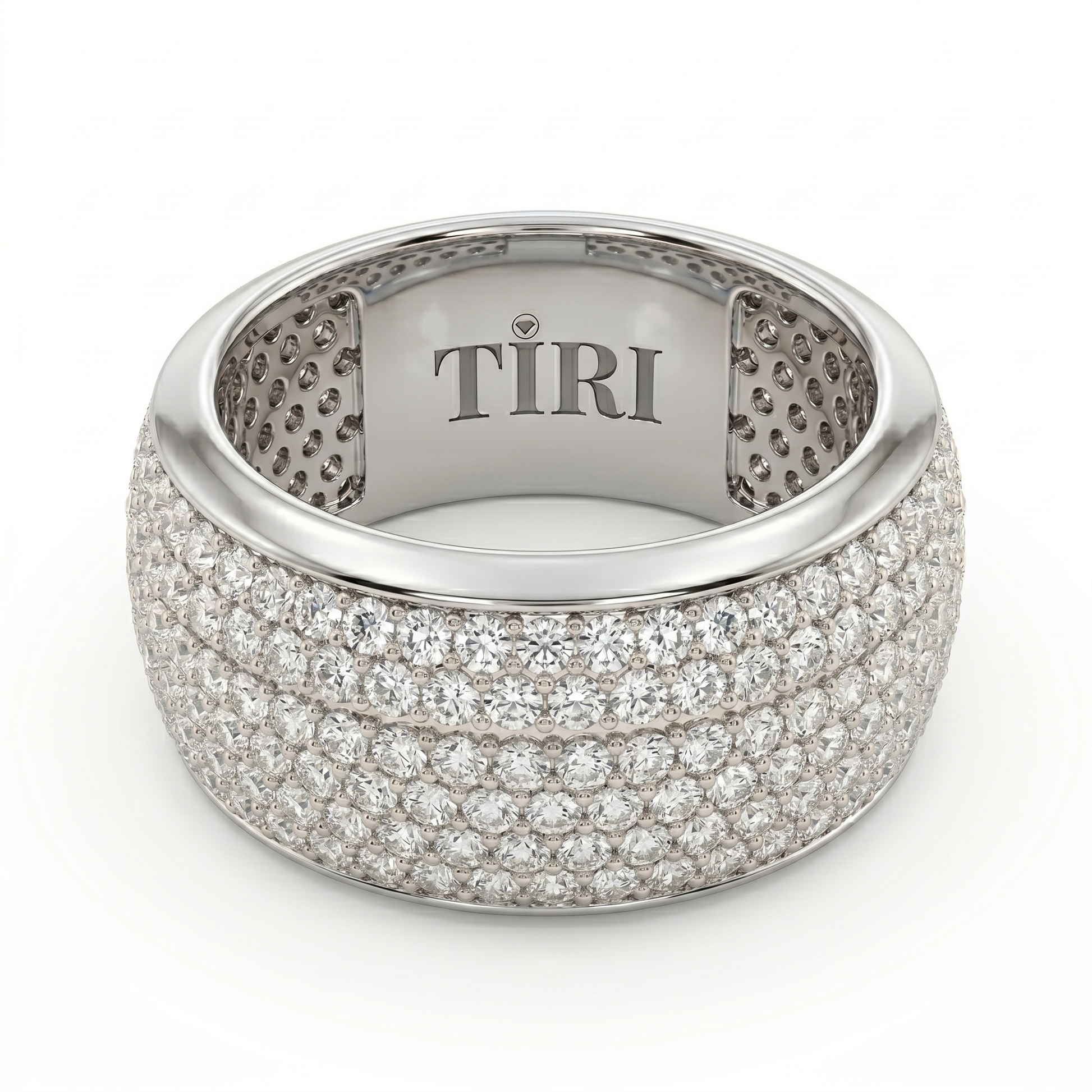 Tiri Pavé Horizon Diamond Ring featuring a sleek band with sparkling pavé-set diamonds on a white background