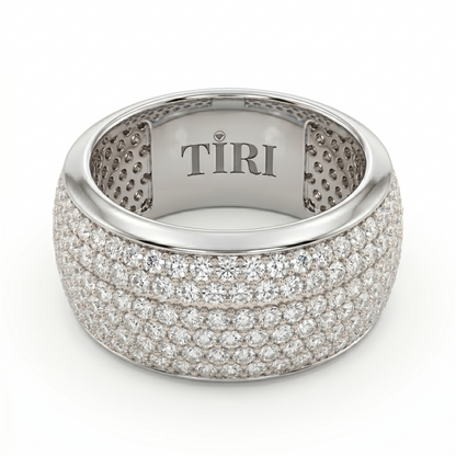 Tiri Pavé Horizon Diamond Ring featuring a sleek band with sparkling pavé-set diamonds on a white background