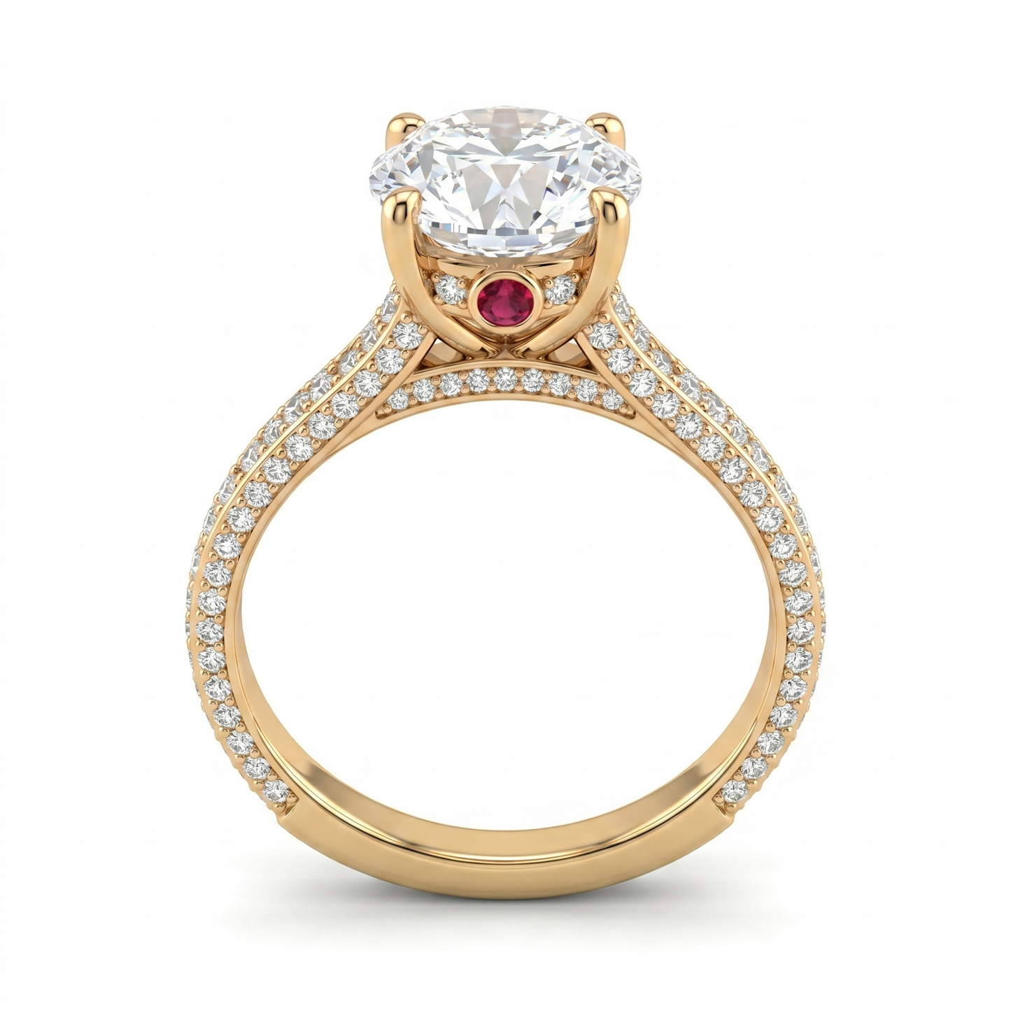 Ruby Base Solitaire Diamond Ring