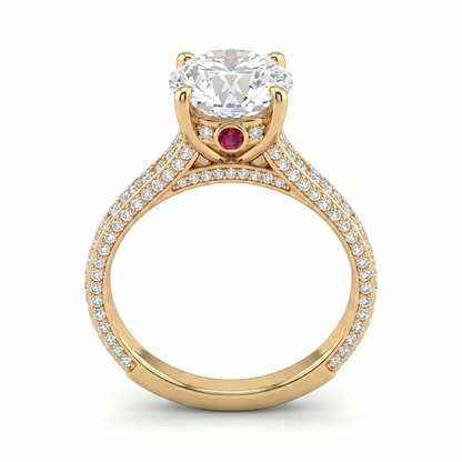 Ruby Base Solitaire Diamond Ring
