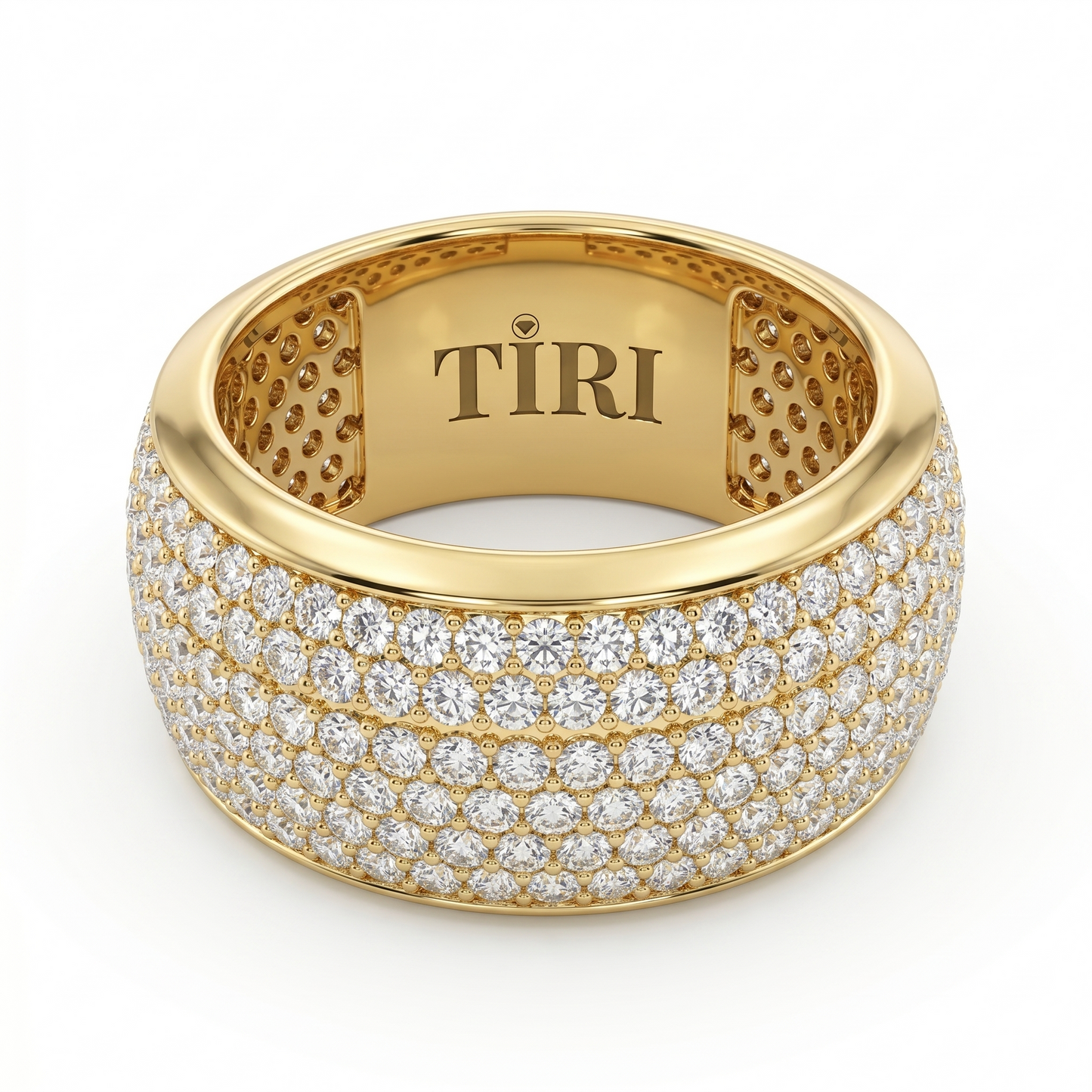 Tiri Pavé Horizon Diamond Ring featuring a sleek band with sparkling pavé-set diamonds on a white background
