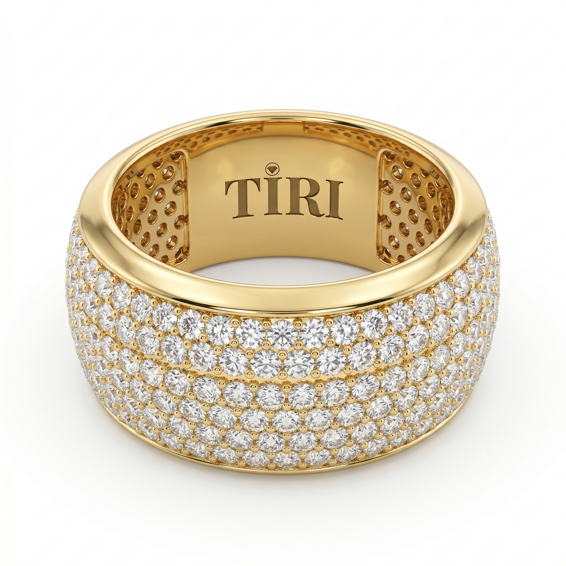 Tiri Pavé Horizon Diamond Ring featuring a sleek band with sparkling pavé-set diamonds on a white background