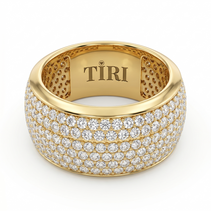 Tiri Pavé Horizon Diamond Ring featuring a sleek band with sparkling pavé-set diamonds on a white background