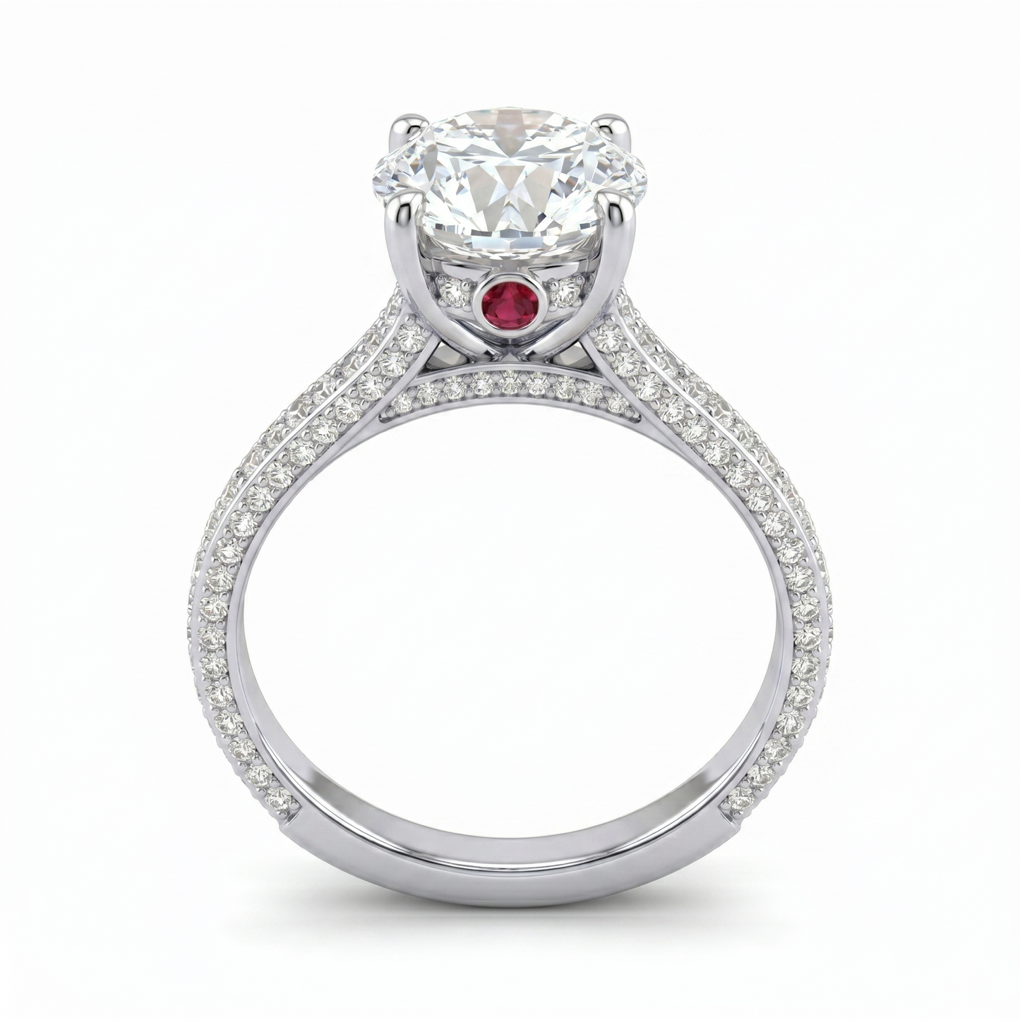 Ruby Base Solitaire Diamond Ring