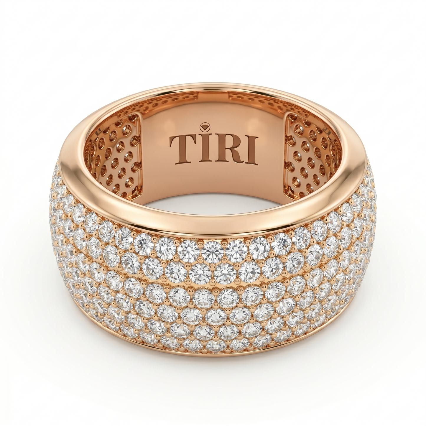 Tiri Pavé Horizon Diamond Ring featuring a sleek band adorned with sparkling pavé-set diamonds.