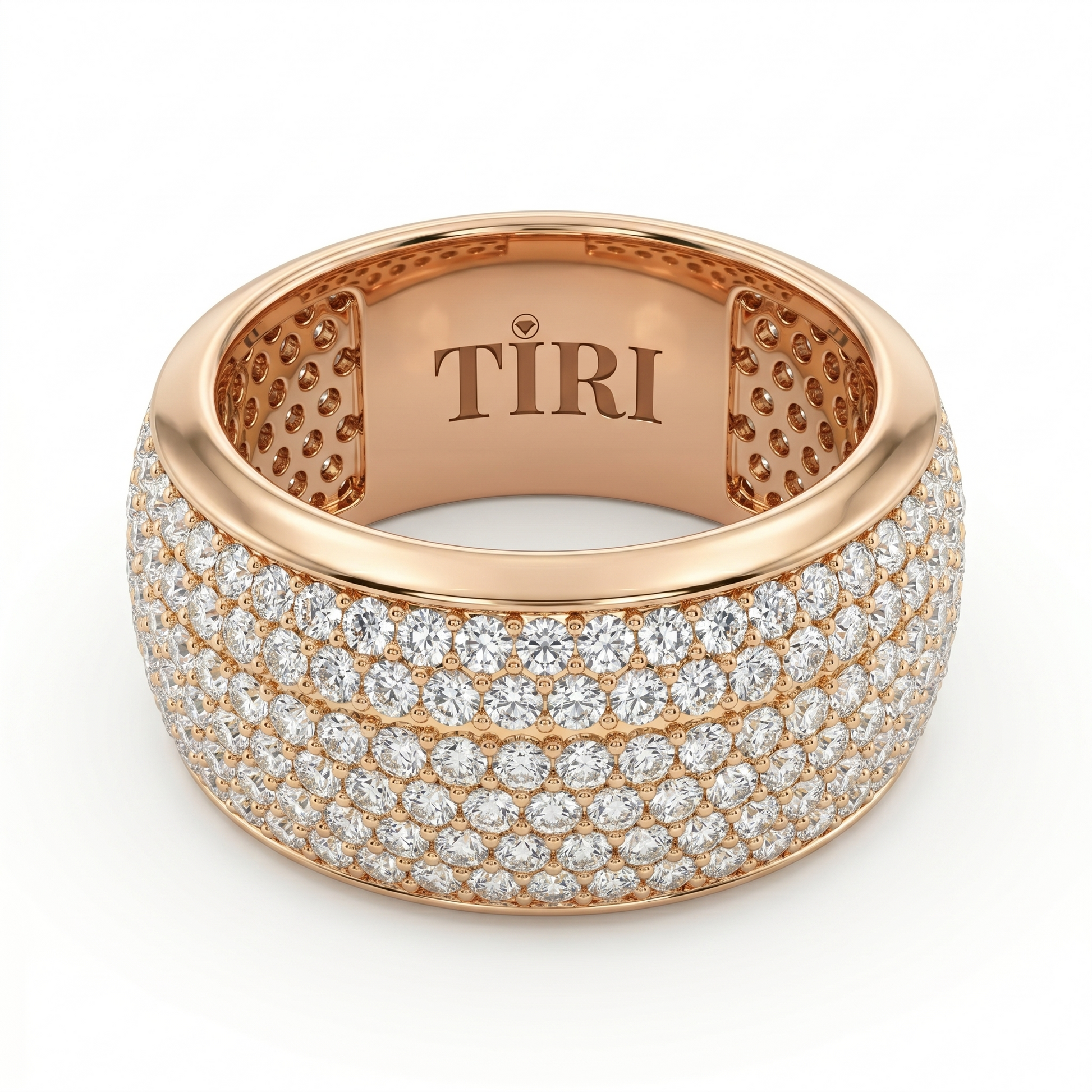 Tiri Pavé Horizon Diamond Ring featuring a sleek band adorned with sparkling pavé-set diamonds.