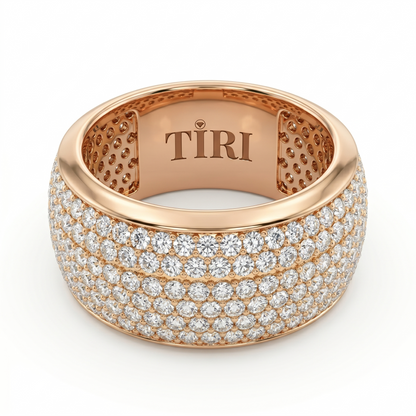 Tiri Pavé Horizon Diamond Ring featuring a sleek band adorned with sparkling pavé-set diamonds.