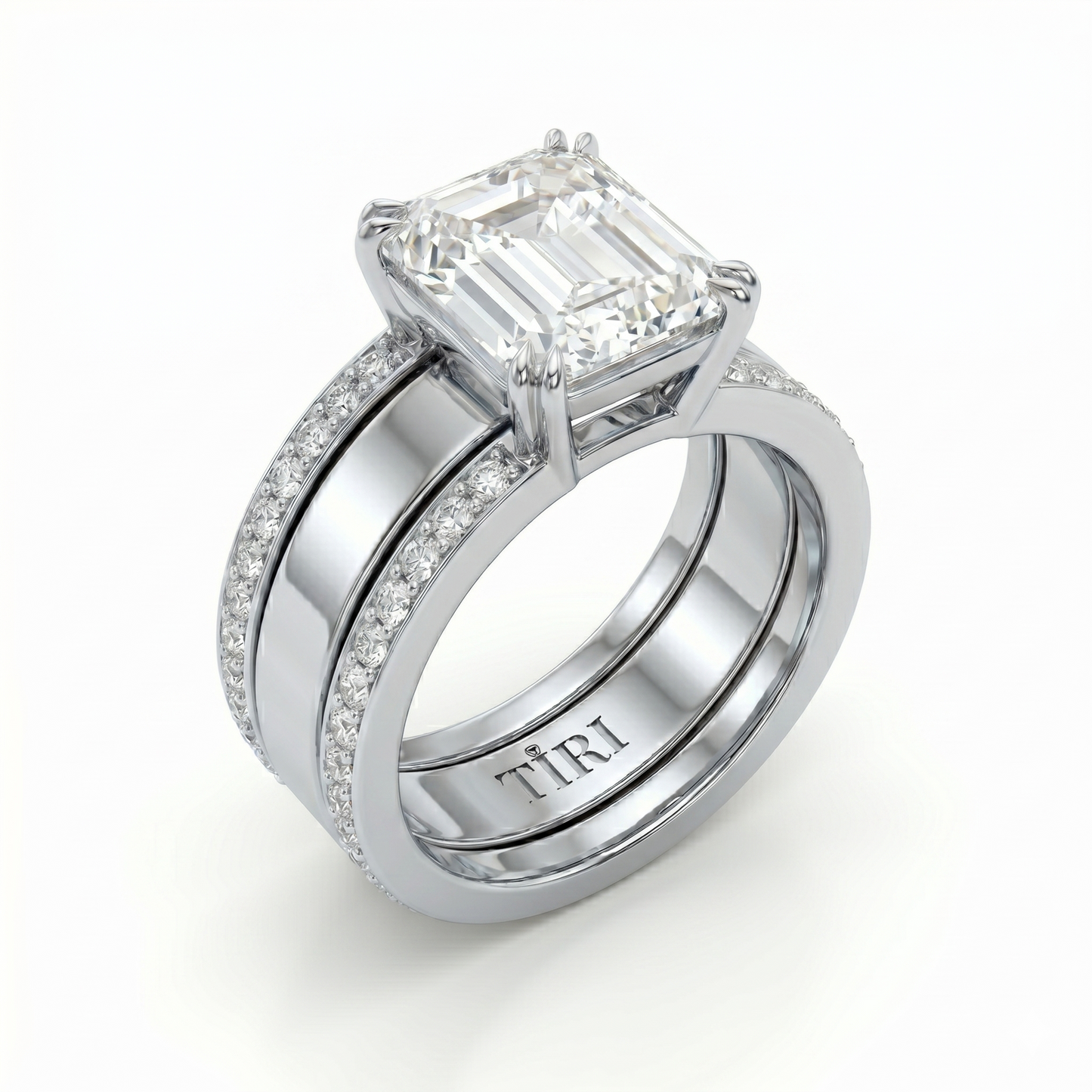 Tiri Fusion Men Diamond Ring featuring a sleek design with sparkling diamonds on a polished band, ideal for men's jewelry.