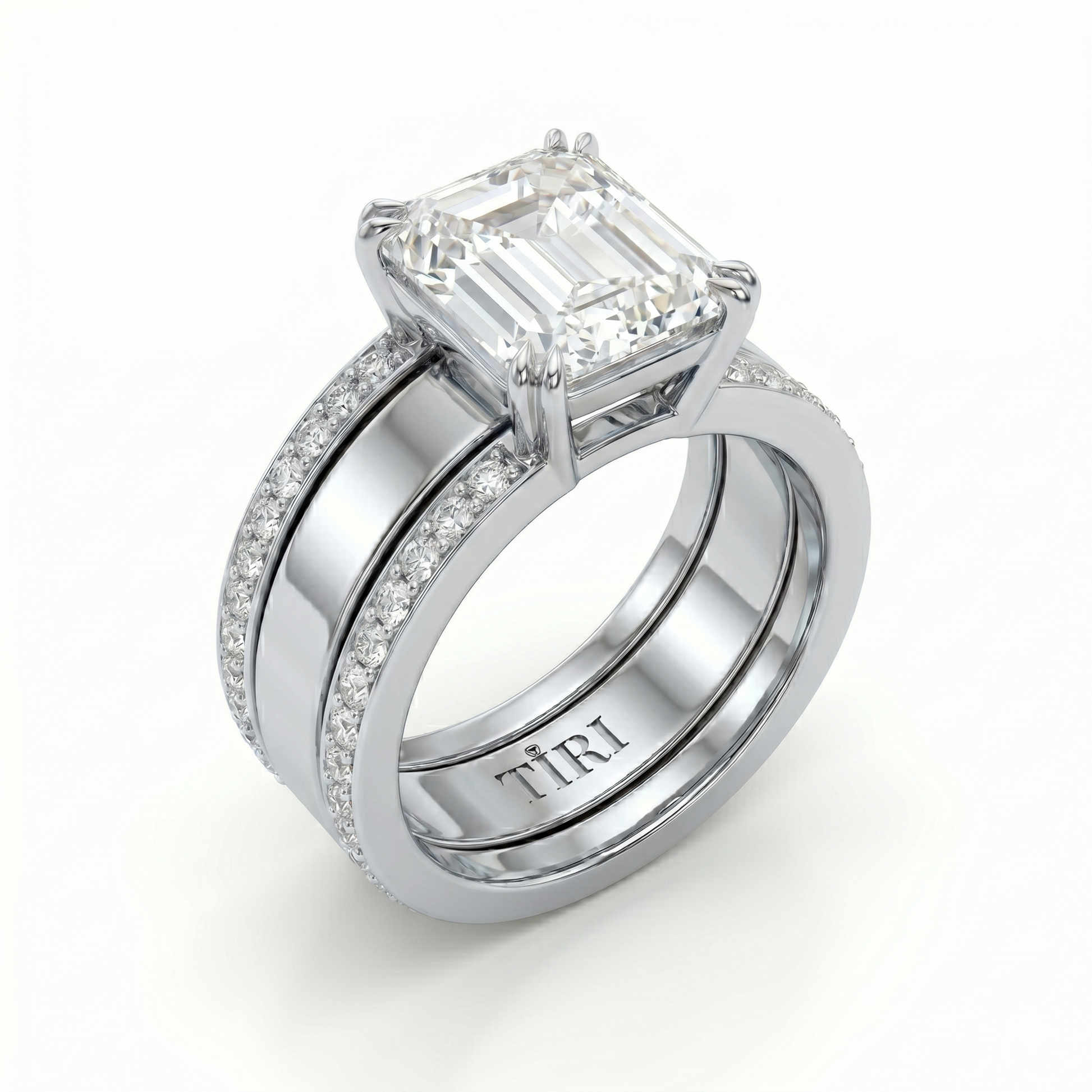 Tiri Fusion Men Diamond Ring featuring a sleek design with sparkling diamonds on a polished band, ideal for men's jewelry.