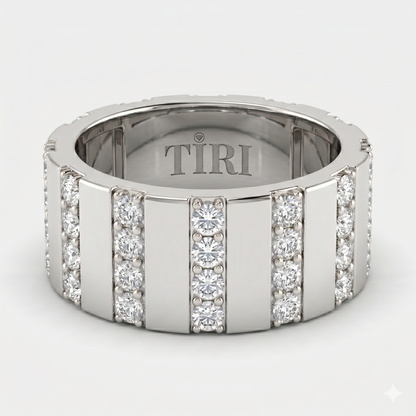 Tiri The Atlas Band Diamond Ring with sparkling diamonds and sleek band design, displayed on a white background.