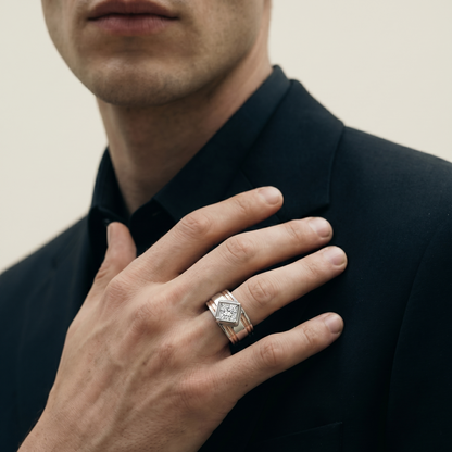 Tiri Prism Rose Diamond Ring featuring a sparkling rose-shaped diamond centerpiece on a sleek band.