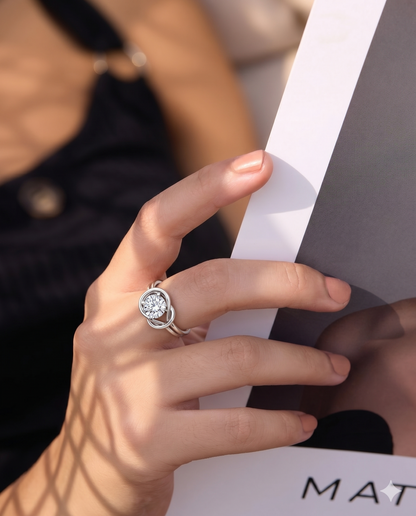 Tiri 0.30 TW diamond ring featuring a sparkling gemstone set in a sleek, elegant band with intricate detailing.