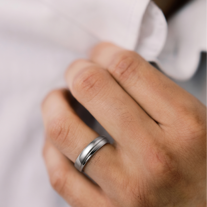 Men's gold band ring by Tiri featuring a sleek, polished gold finish and a classic, smooth design.