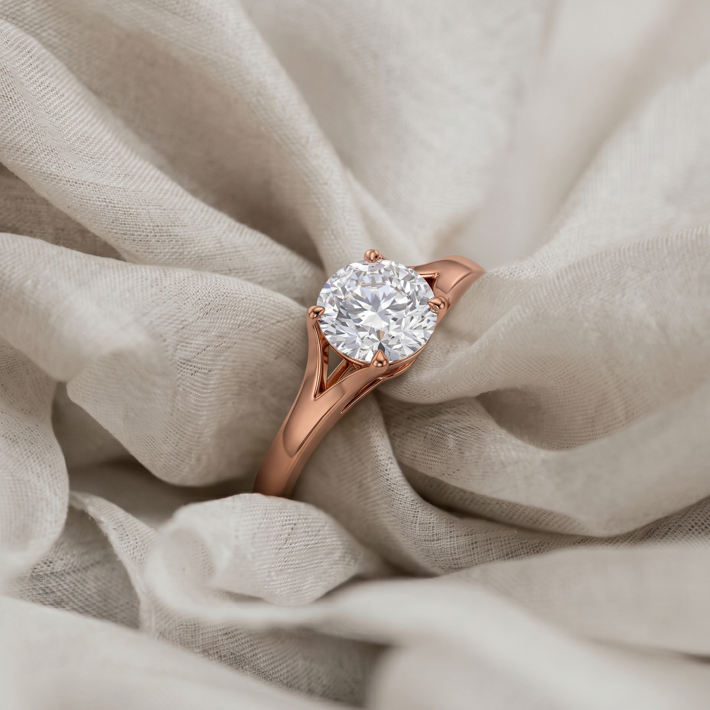 Tiri round solitaire diamond ring featuring a single sparkling diamond set on a sleek band.