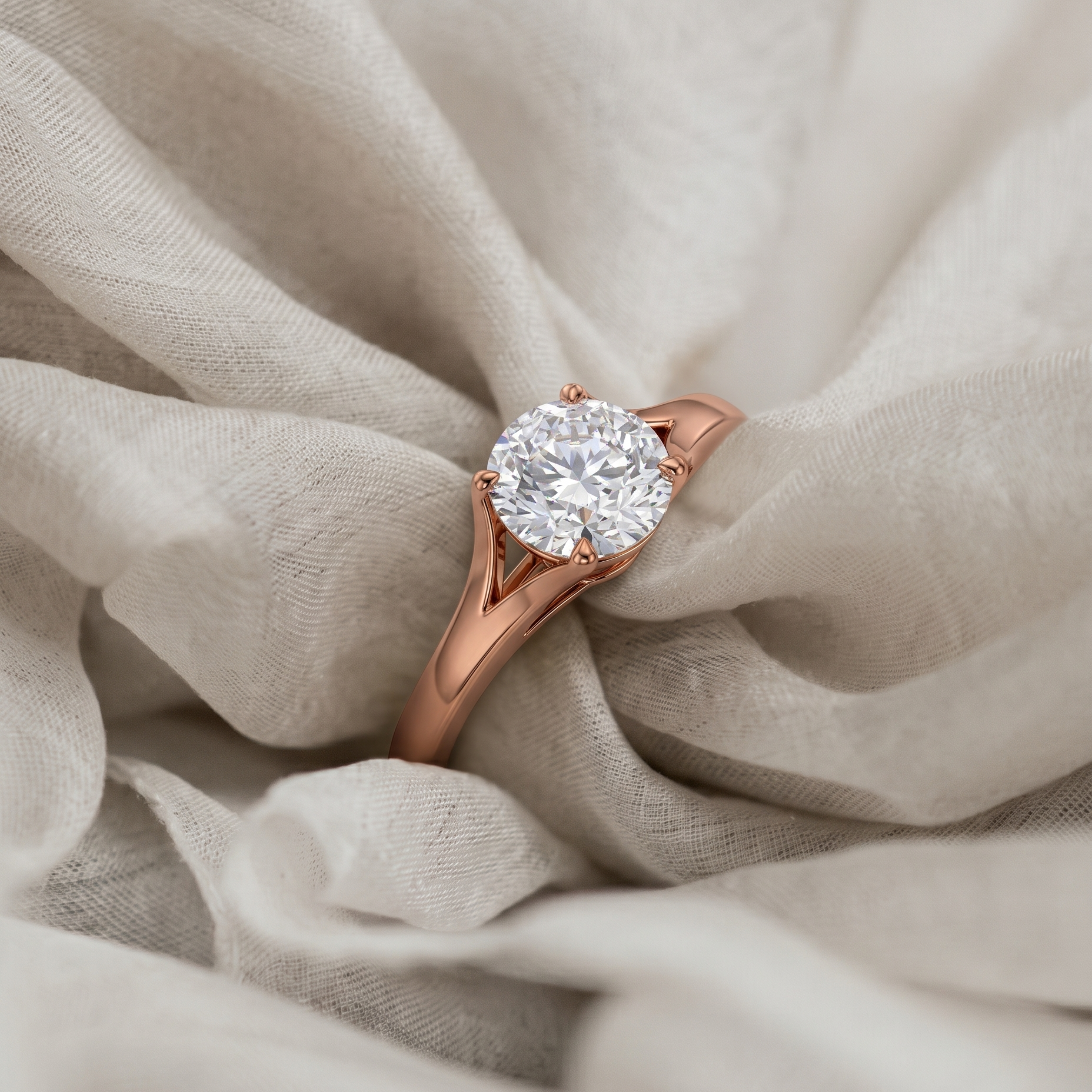Tiri round solitaire diamond ring featuring a single sparkling diamond set on a sleek band.
