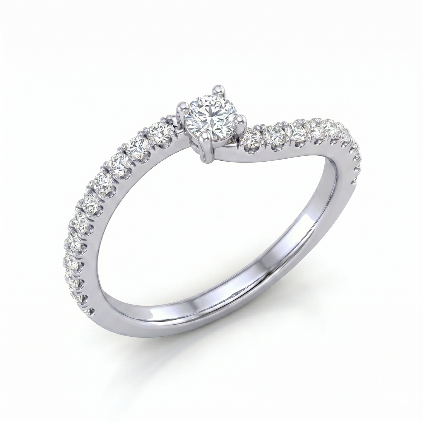 Tiri Infinite Grace Diamond Ring featuring a sleek band with sparkling diamonds, elegant jewelry for special occasions.