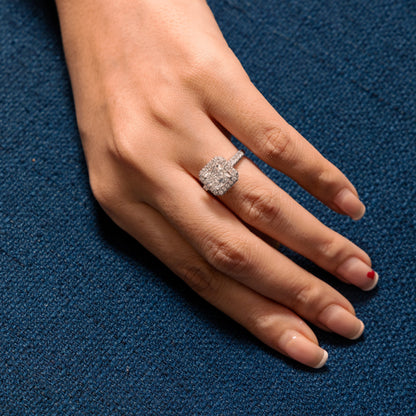 Cushion Cut Halo Engagement Ring