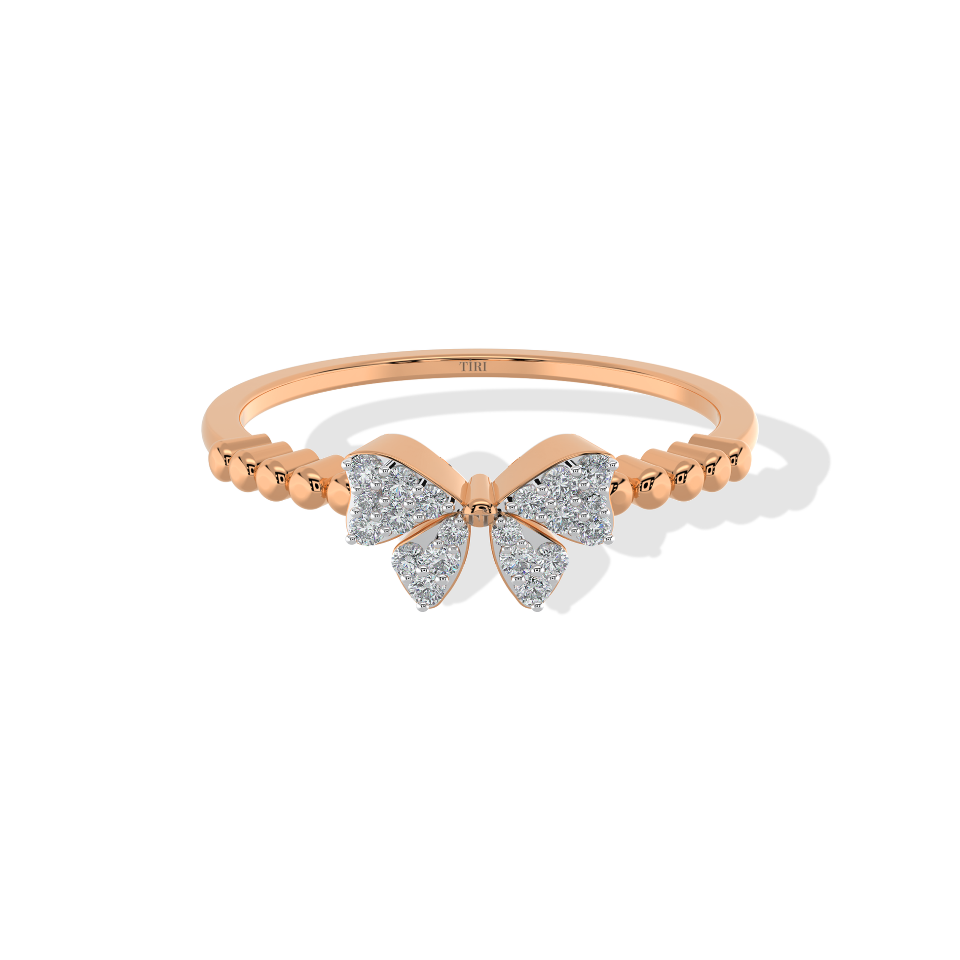 Tiri 0.20 TW diamond ring with a sleek band and sparkling diamonds, showcasing elegant jewelry design.