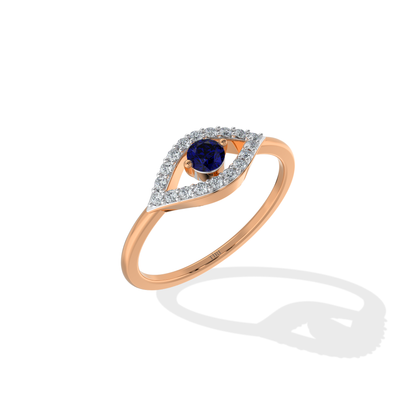 Tiri 0.25 TW diamond ring featuring a sleek band with a sparkling central diamond on a white background.
