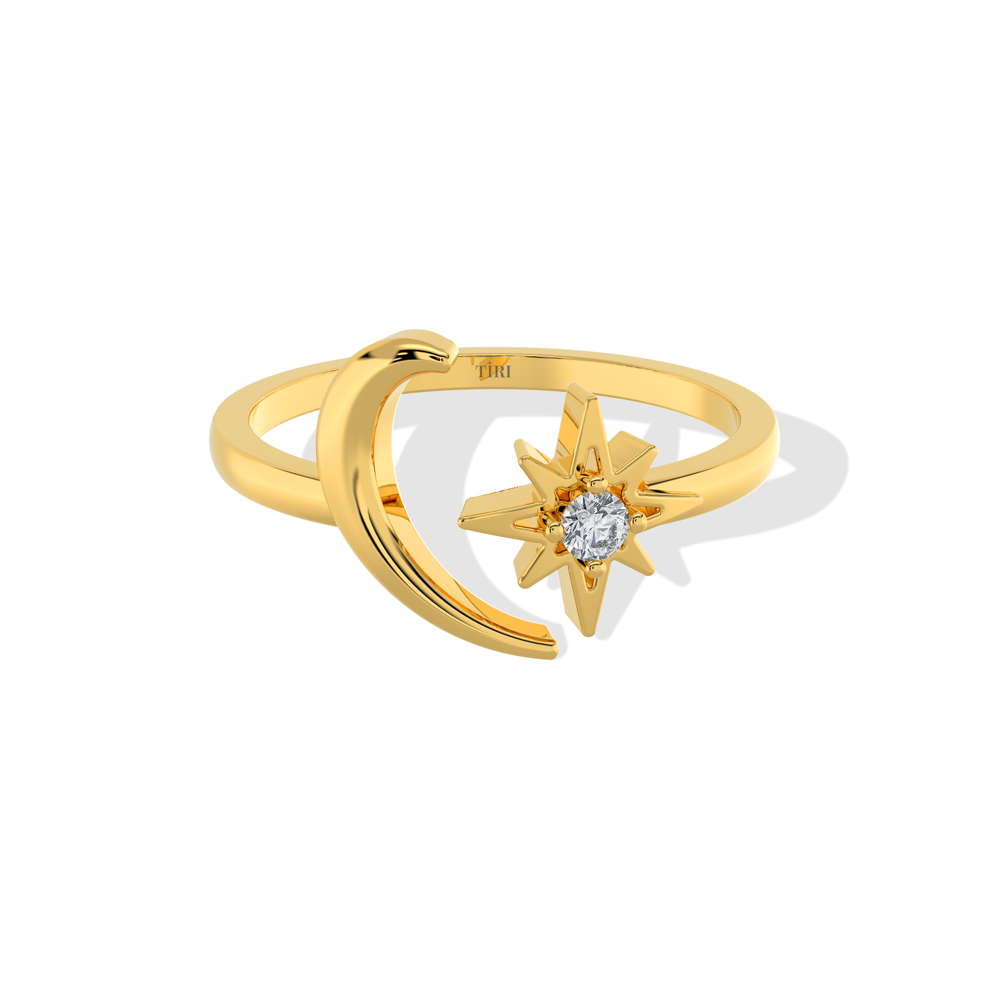 Tiri 0.07 TW diamond ring featuring a sleek platinum band with a sparkling round-cut diamond centerpiece.
