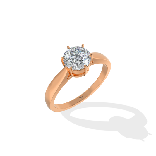 Close-up of Tiri 1.00 TW diamond ring featuring a sparkling solitaire design and a sleek band.