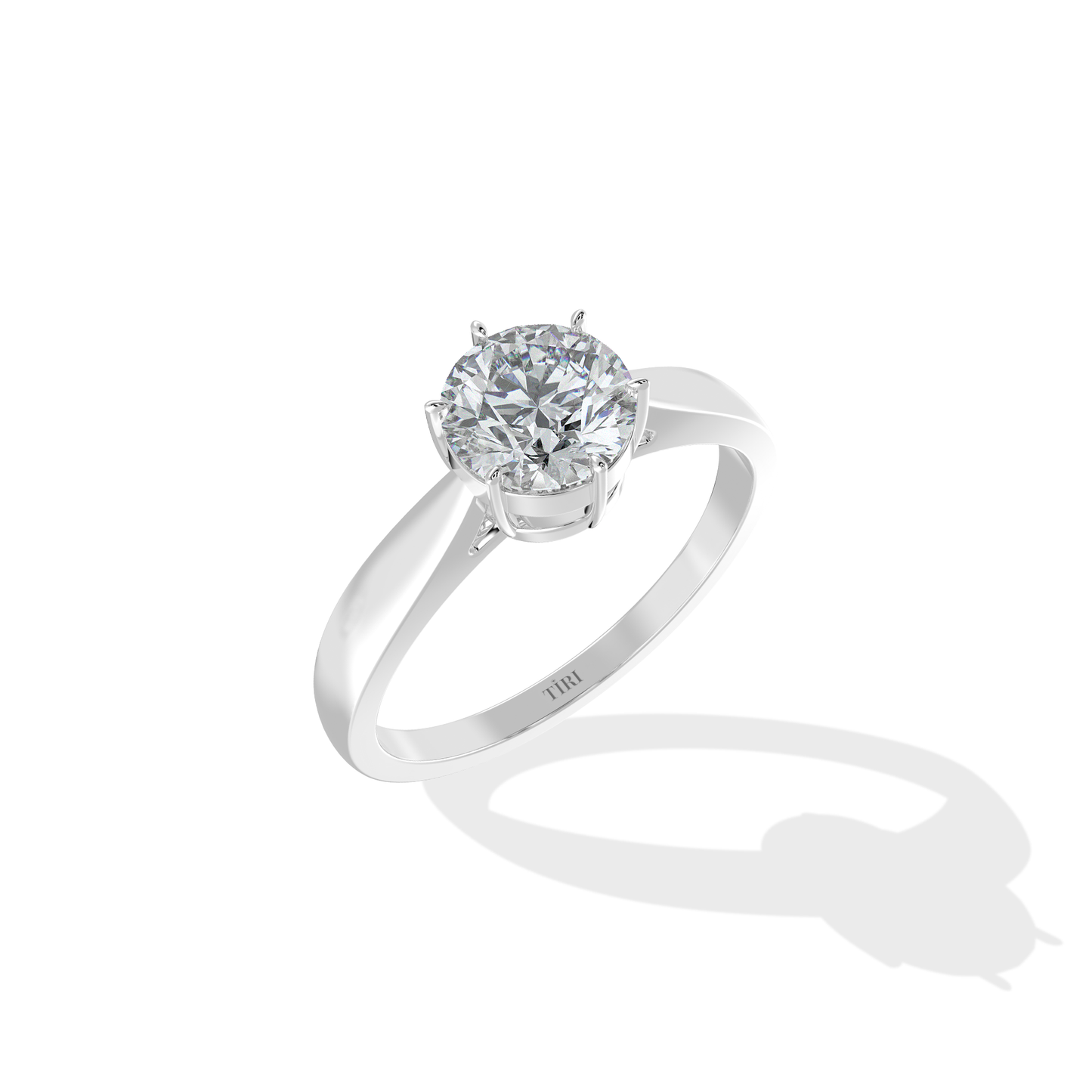 Tiri 1.00 TW diamond ring with a sleek silver band and sparkling round-cut diamonds on a white background