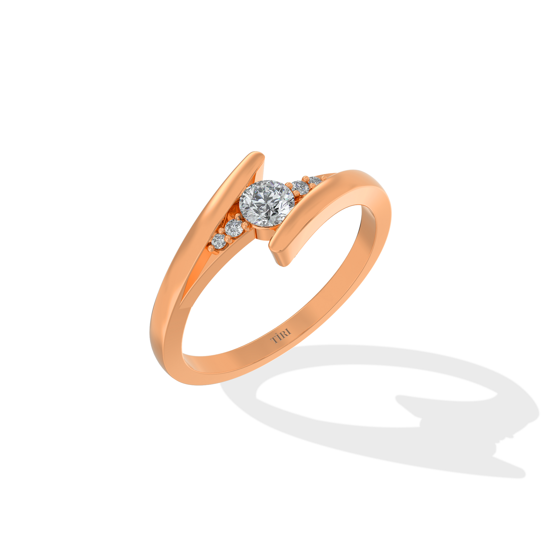 Tiri 0.65 TW diamond ring featuring a sparkling round-cut diamond set in a sleek gold band.