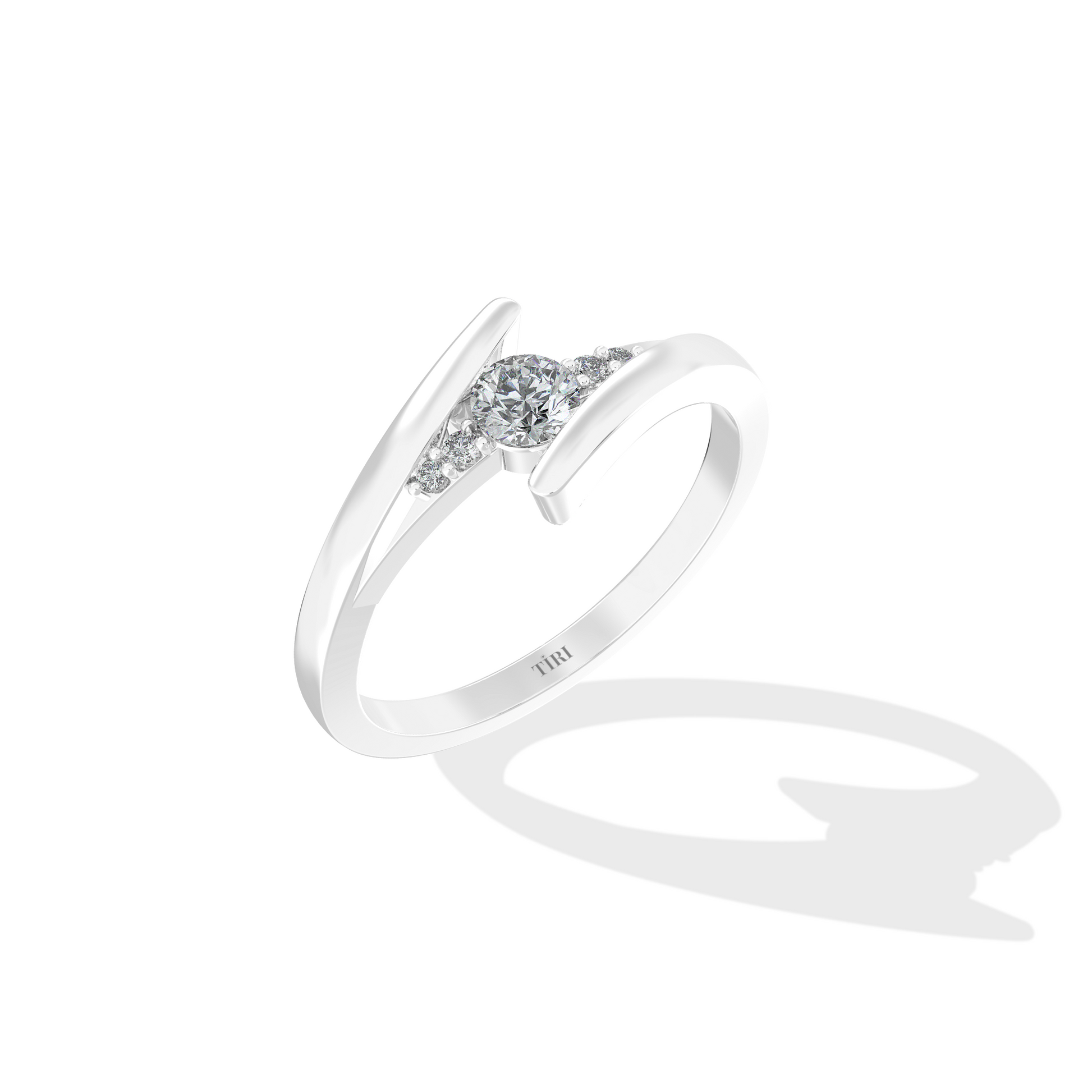 Tiri 0.65 TW diamond ring featuring a sleek band with a sparkling diamond centerpiece.