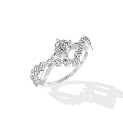 Tiri 1.50 TW diamond ring featuring a sleek band with a sparkling diamond centerpiece on a white background