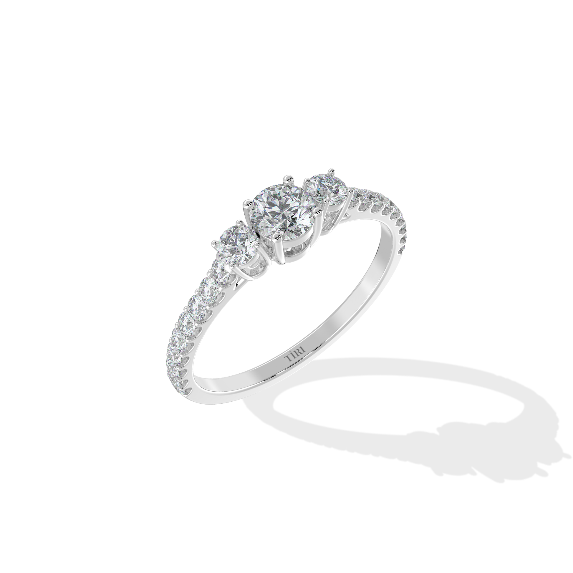 Tiri 1.20 TW diamond ring featuring a sleek band with sparkling diamonds set in a modern design.