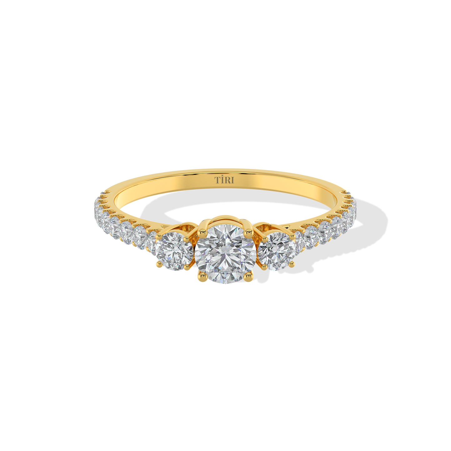 Elegant 1.20 TW diamond ring by Tiri featuring a sparkling design and polished band, showcased on a neutral background.